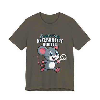 Exploring Alternative Routes Tee, Fun Mouse Graphic T-Shirt, Unisex Casual Shirt, Gift for Animal Lovers, Kids & Adults