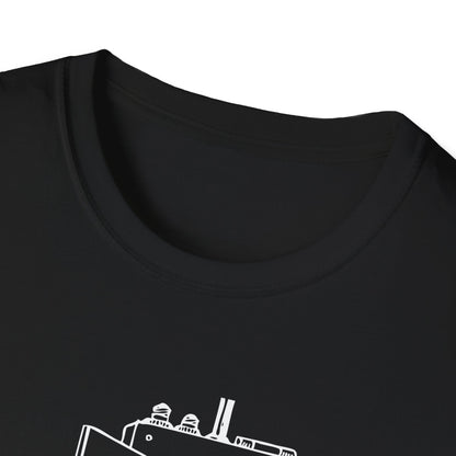 Coffee First Circuits Panel Second Unisex Softstyle T-Shirt | Electrician Shirt | Electrician T-Shirt | Electrician Gift