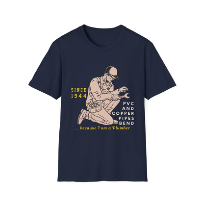 Vintage Plumber T-Shirt, Funny Plumbing Tee, Gift for Plumbers, Since 1944 Graphic Shirt, Unisex Softstyle Apparel
