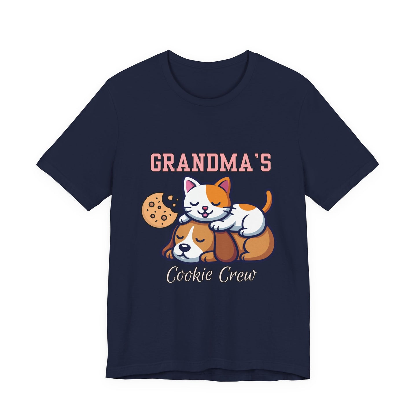 Cute Cat & Dog Grandma's Cookie Crew Tee - Pet Lovers Shirt, Animal Lover Gift, Funny Cat Tee, Family Reunion, Birthday Gift