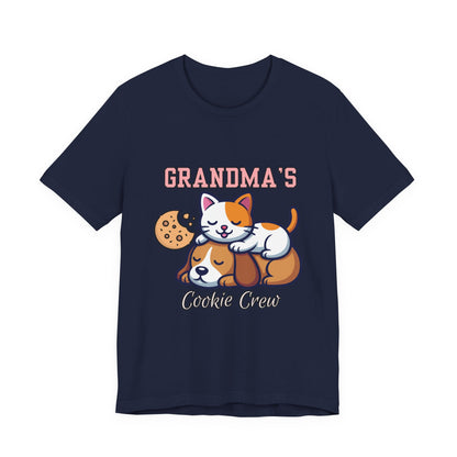 Cute Cat & Dog Grandma's Cookie Crew Tee - Pet Lovers Shirt, Animal Lover Gift, Funny Cat Tee, Family Reunion, Birthday Gift