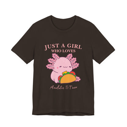 Cute Taco-Loving Axolotl Tee, Fun Graphic T-Shirt, Gift for Taco Lovers, Unisex Apparel, Cartoon Lover's Top