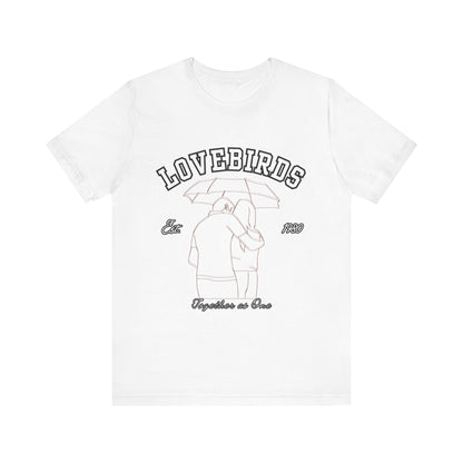 Lovebirds Unisex T-Shirt, Romantic Tee for Couples, Anniversary Gift, Valentine's Day Apparel, Gift for Her/Him, Cute Casual Wear