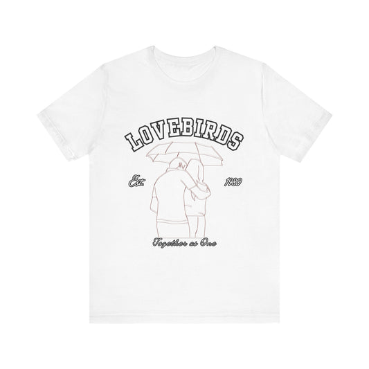 Lovebirds Unisex T-Shirt, Romantic Tee for Couples, Anniversary Gift, Valentine's Day Apparel, Gift for Her/Him, Cute Casual Wear