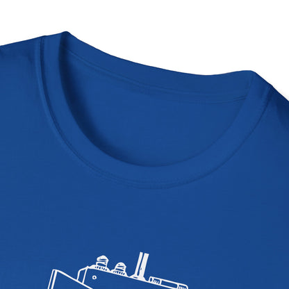 Coffee First Circuits Panel Second Unisex Softstyle T-Shirt | Electrician Shirt | Electrician T-Shirt | Electrician Gift