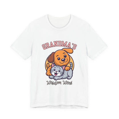 Grandma's Pet Love Tee - Cute Cat and Dog Design, Perfect Gift for Grandparents, Animal Lovers, Birthday, Family Gatherings, Casual Wear