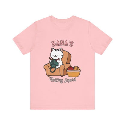 Nana's Knitting Squad Unisex Tee, Cozy Gift, Knitting Lover Shirt, Cat Lover Style, Cute Crafting Apparel, Fun Gift for Grandma