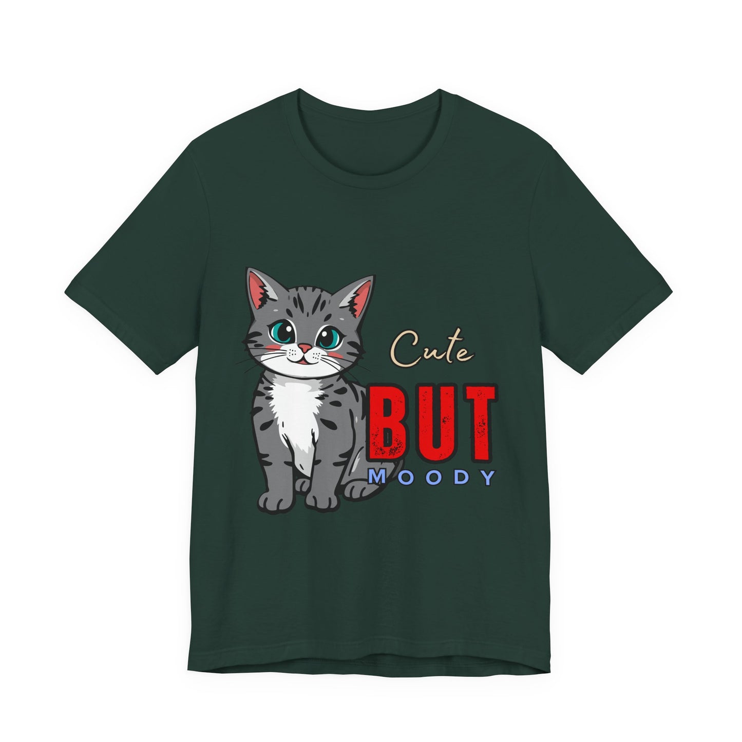 Cute but Moody Cat Tee, Unisex Jersey Short Sleeve, Cat Lover Gift, Funny Animal Shirt, Pet Parent Apparel, Birthday Gift
