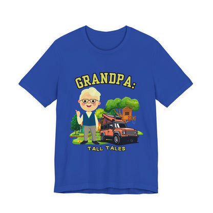 Grandpa Tall Tales Tee, Funny Grandpa Shirt, Gift for Grandpa, Family Gathering Outfit, Dad Humor T-shirt, Unisex Casual Tee