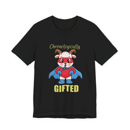 Chronologically Gifted Superhero Tee, Fun T-Shirt for Kids, Birthday Gift, Unisex Short Sleeve, Comfortable Casual Wear, Cute Pet [...]