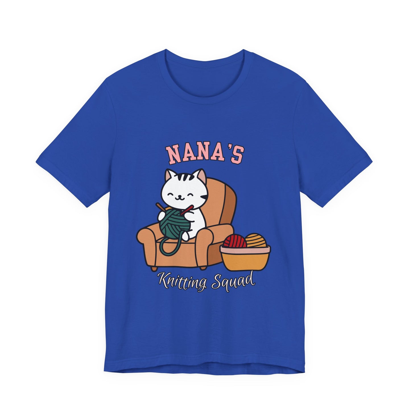 Nana's Knitting Squad Unisex Tee, Cozy Gift, Knitting Lover Shirt, Cat Lover Style, Cute Crafting Apparel, Fun Gift for Grandma
