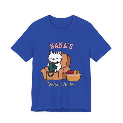 Nana's Knitting Squad Unisex Tee, Cozy Gift, Knitting Lover Shirt, Cat Lover Style, Cute Crafting Apparel, Fun Gift for Grandma
