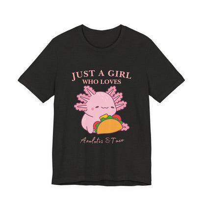 Cute Taco-Loving Axolotl Tee, Fun Graphic T-Shirt, Gift for Taco Lovers, Unisex Apparel, Cartoon Lover's Top