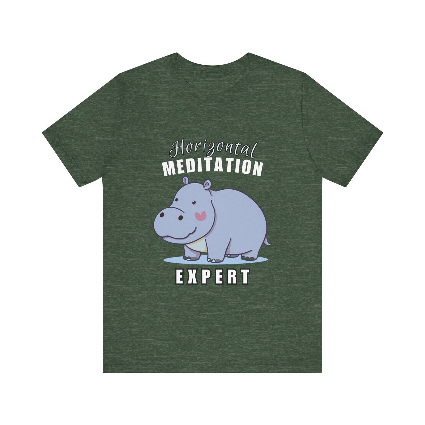 Hippo Horizontal Meditation Expert Tee - Fun Unisex Jersey Shirt for Relaxation, Gift for Yogis, Casual Wear, Mindfulness, Animal Lover