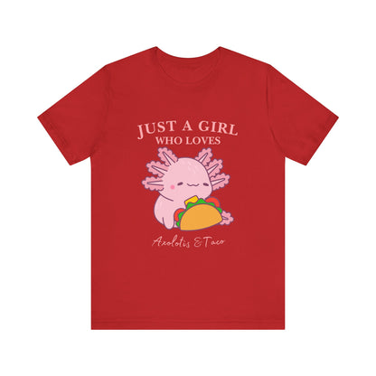Cute Taco-Loving Axolotl Tee, Fun Graphic T-Shirt, Gift for Taco Lovers, Unisex Apparel, Cartoon Lover's Top