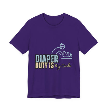 Diaper Duty Is My Cardio Tee, Funny Parent T-Shirt, Baby Shower Gift, Dad Humor Shirt, New Mom Gift, Unisex Short Sleeve Tee