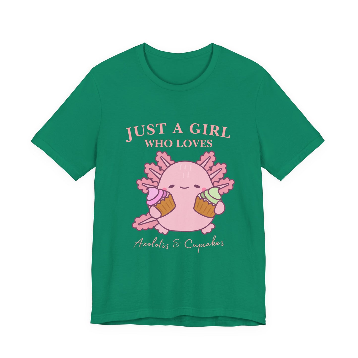 Cute Foodie Shirt for Girls - Just a Girl Who Loves Chocolates & Cupcakes, Fun Casual Tee, Gift for Food Lovers, Axolotis T-shirt