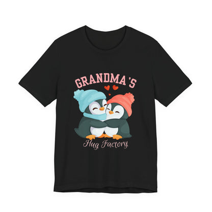 Grandma's Hug Factory T-Shirt, Cute Penguin Tee, Gift for Grandma, Family Reunion Shirt, Mother's Day Gift, Cozy Casual Wear