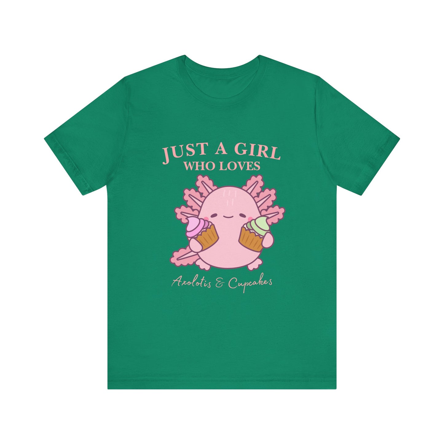 Cute Foodie Shirt for Girls - Just a Girl Who Loves Chocolates & Cupcakes, Fun Casual Tee, Gift for Food Lovers, Axolotis T-shirt
