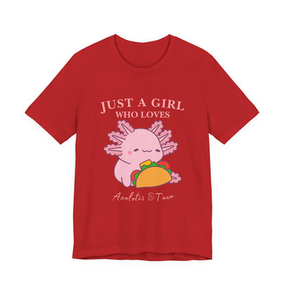Cute Taco-Loving Axolotl Tee, Fun Graphic T-Shirt, Gift for Taco Lovers, Unisex Apparel, Cartoon Lover's Top