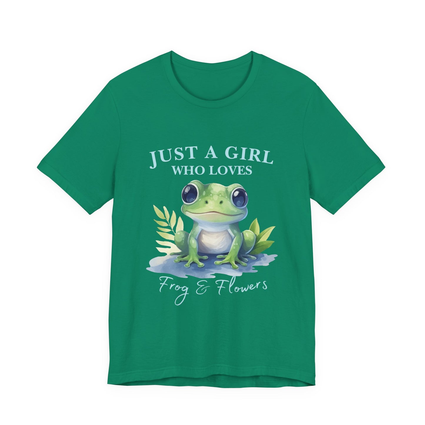 Frog Lover Tee, Just a Girl Who Loves Frog & Flowers, Cute Graphic T-Shirt, Nature Lover Gift, Spring Fashion, Animal Tee, Unique Apparel
