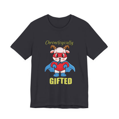 Chronologically Gifted Superhero Tee, Fun T-Shirt for Kids, Birthday Gift, Unisex Short Sleeve, Comfortable Casual Wear, Cute Pet [...]