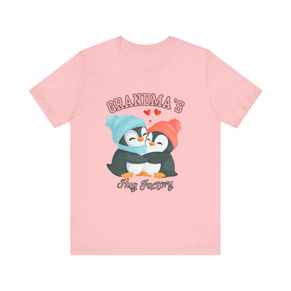 Grandma's Hug Factory T-Shirt, Cute Penguin Tee, Gift for Grandma, Family Reunion Shirt, Mother's Day Gift, Cozy Casual Wear