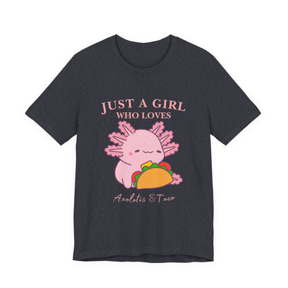 Cute Taco-Loving Axolotl Tee, Fun Graphic T-Shirt, Gift for Taco Lovers, Unisex Apparel, Cartoon Lover's Top