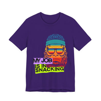 Funny Snack Lover Tee, Humorous Gift for Foodies, Unisex Graphic Shirt, Job in Snacking T-Shirt, Quirky Apparel for All Occasions, Gamer Tee
