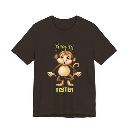 Gravity Tester Monkey Unisex Tee, Fun Animal T-Shirt, Kids Gift, Birthday Tee, Nature Lover Shirt