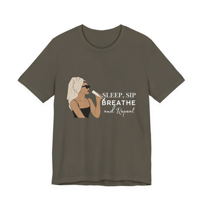 Girl's Sleep & Sip Tee, Relaxation Shirt, Fashionable Weekend Top, Gift for Her, Cozy Lounge Tee, Inspirational Daily Wear