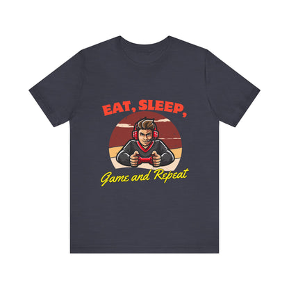 Gamer Lifestyle Tee - Eat, Sleep, Game & Repeat, Perfect for Gamers, Birthday Gift, Casual Wear, Gamer Apparel, Gaming Merchandise