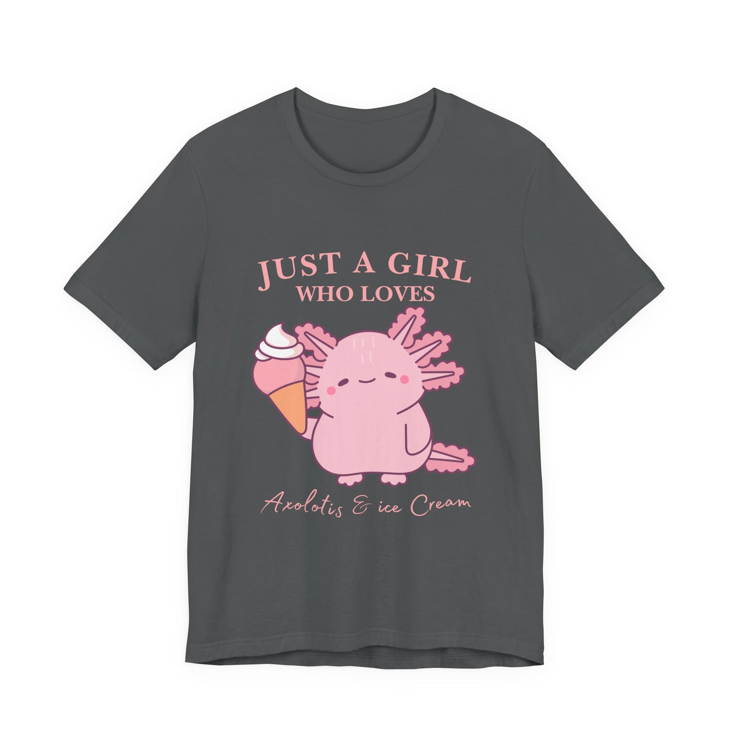 Cute Ice Cream Lover Tee, Fun T-Shirt for Girls, Gift for Ice Cream Fans, Summer Fun Shirt, Casual Everyday Wear, Axolotis T-shirt
