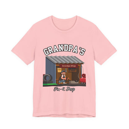 Grandpa's Fix-It Shop T-Shirt, Unisex Tee, Gift for Grandfather, Father's Day Gift, Mechanic Shirt, Family Humor Shirt