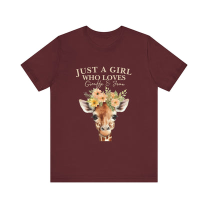 Just a Girl Who Loves Giraffes Tee, Cute Animal Lover Gift, Summer Casual Fashion, Birthday Tee, Nature Enthusiast Shirt