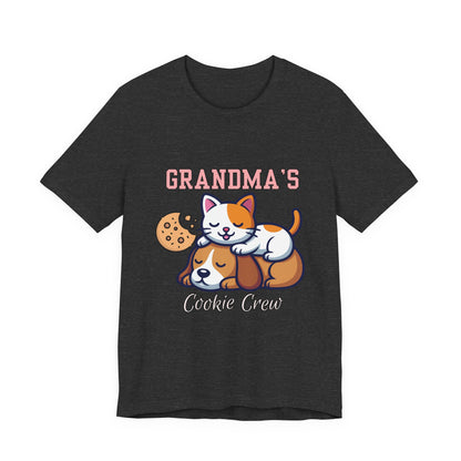 Cute Cat & Dog Grandma's Cookie Crew Tee - Pet Lovers Shirt, Animal Lover Gift, Funny Cat Tee, Family Reunion, Birthday Gift