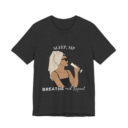 Chic Sleep Sip Tee featuring 'Sleep, Sip, Breathe and Repeat' | Relaxed Summer Vibes, Gift for Her, Trendy Fashion Top, Casual [...]