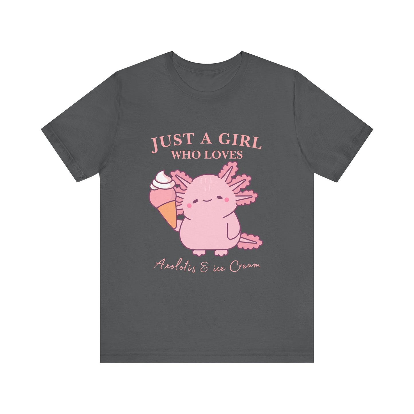 Cute Ice Cream Lover Tee, Fun T-Shirt for Girls, Gift for Ice Cream Fans, Summer Fun Shirt, Casual Everyday Wear, Axolotis T-shirt
