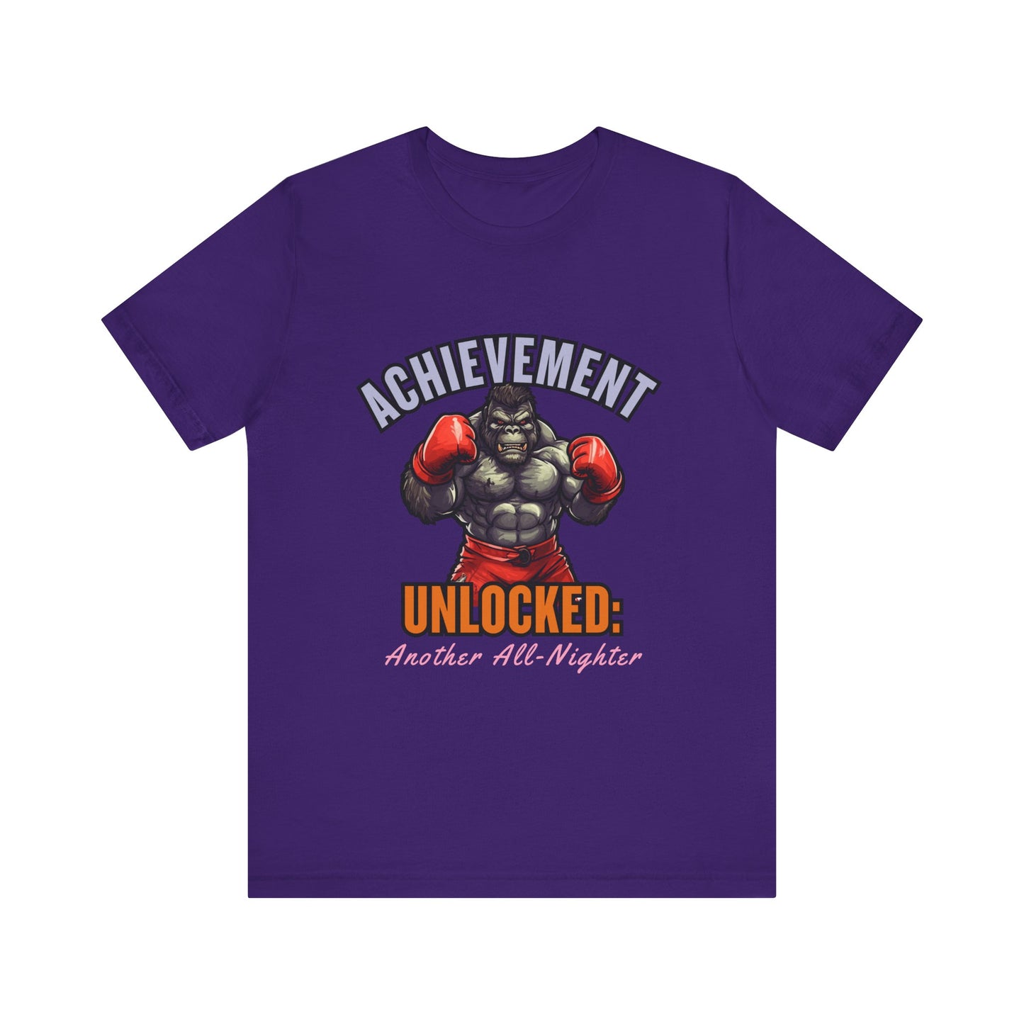 Achievement Unlocked Short Sleeve Tee, Gaming Shirt, Funny Tee, Birthday Gift, Casual Wear, All-Nighter Tee