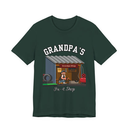 Grandpa's Fix-It Shop T-Shirt, Unisex Tee, Gift for Grandfather, Father's Day Gift, Mechanic Shirt, Family Humor Shirt