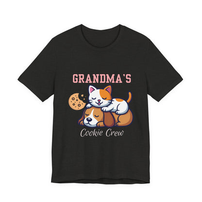 Cute Cat & Dog Grandma's Cookie Crew Tee - Pet Lovers Shirt, Animal Lover Gift, Funny Cat Tee, Family Reunion, Birthday Gift