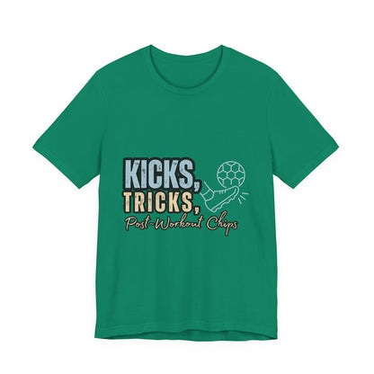 Playful Graphic Tee for Fun Lovers, Kicks Tricks T-Shirt, Unisex Casual Wear, Perfect Gift for Friends, Ideal for Parties, Celebrations