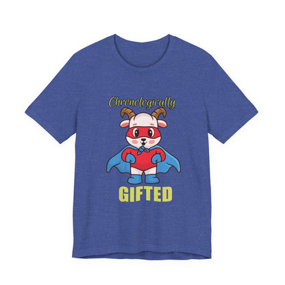 Chronologically Gifted Superhero Tee, Fun T-Shirt for Kids, Birthday Gift, Unisex Short Sleeve, Comfortable Casual Wear, Cute Pet [...]