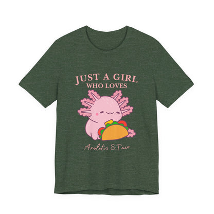 Cute Taco-Loving Axolotl Tee, Fun Graphic T-Shirt, Gift for Taco Lovers, Unisex Apparel, Cartoon Lover's Top
