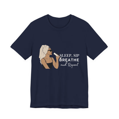 Girl's Sleep & Sip Tee, Relaxation Shirt, Fashionable Weekend Top, Gift for Her, Cozy Lounge Tee, Inspirational Daily Wear