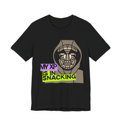 Snack Gaming Short Sleeve Tee, Funny Gamer T-Shirt, Gift for Gamers, Casual Wear, Snack Lover Tee, Unique Graphic Tee