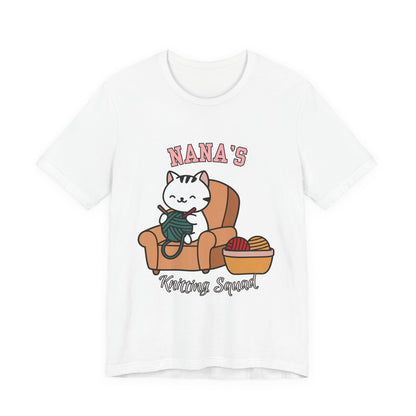Nana's Knitting Squad Unisex Tee, Cozy Gift, Knitting Lover Shirt, Cat Lover Style, Cute Crafting Apparel, Fun Gift for Grandma