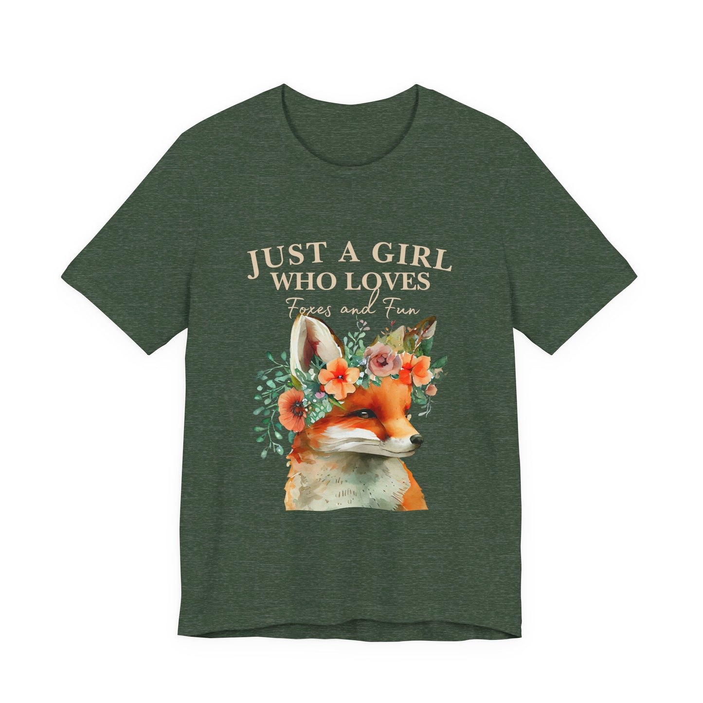 Just a Girl Who Loves Foxes Tee | Cute Animal Lovers Shirt, Gift for Her, Nature Tee, Floral T-Shirt, Birthday Gift