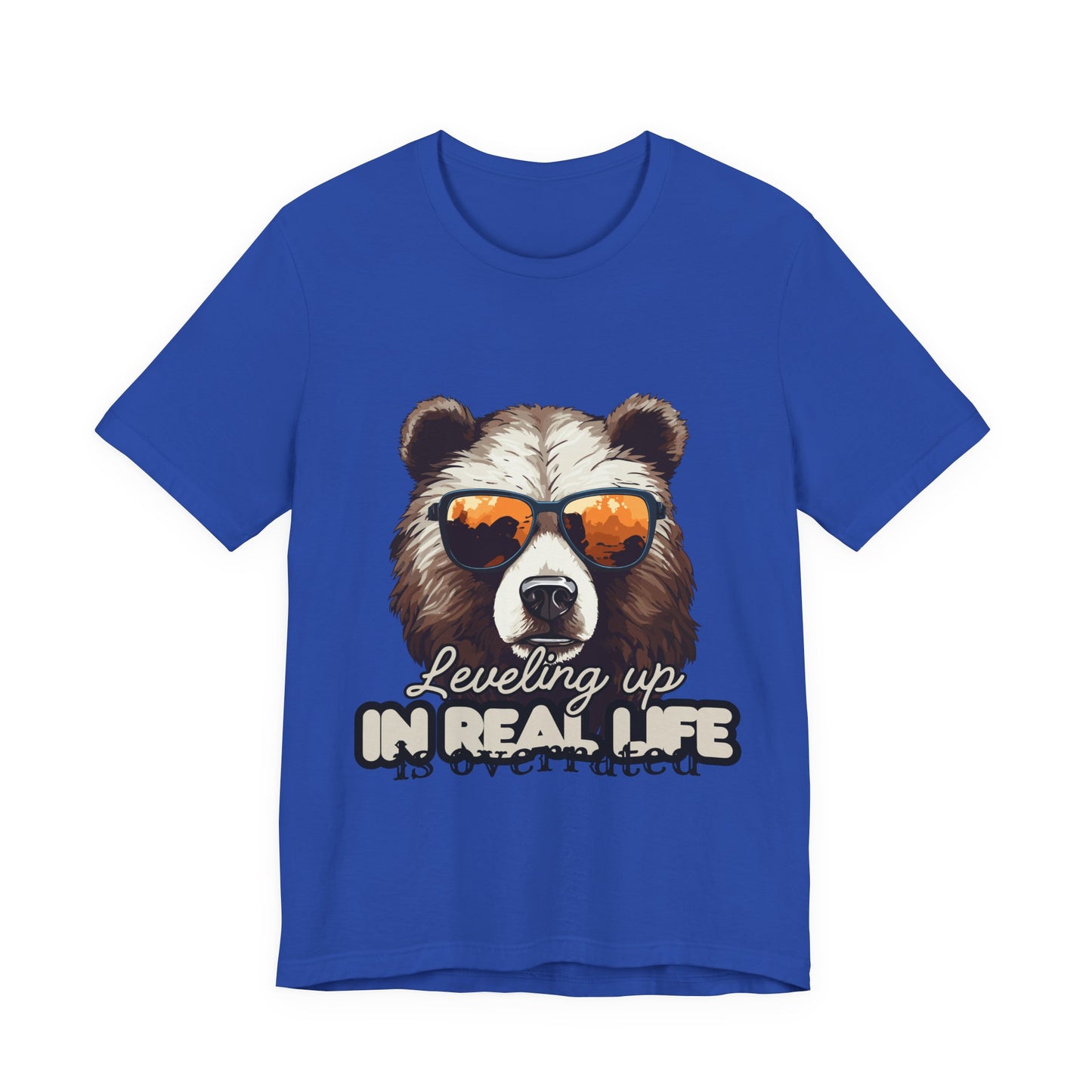 Cool Bear Graphic Tee, Leveling Up in Real Life, Funny T-Shirt for Nature Lovers, Gift for Birthday, Summer Wardrobe, Casual Wear