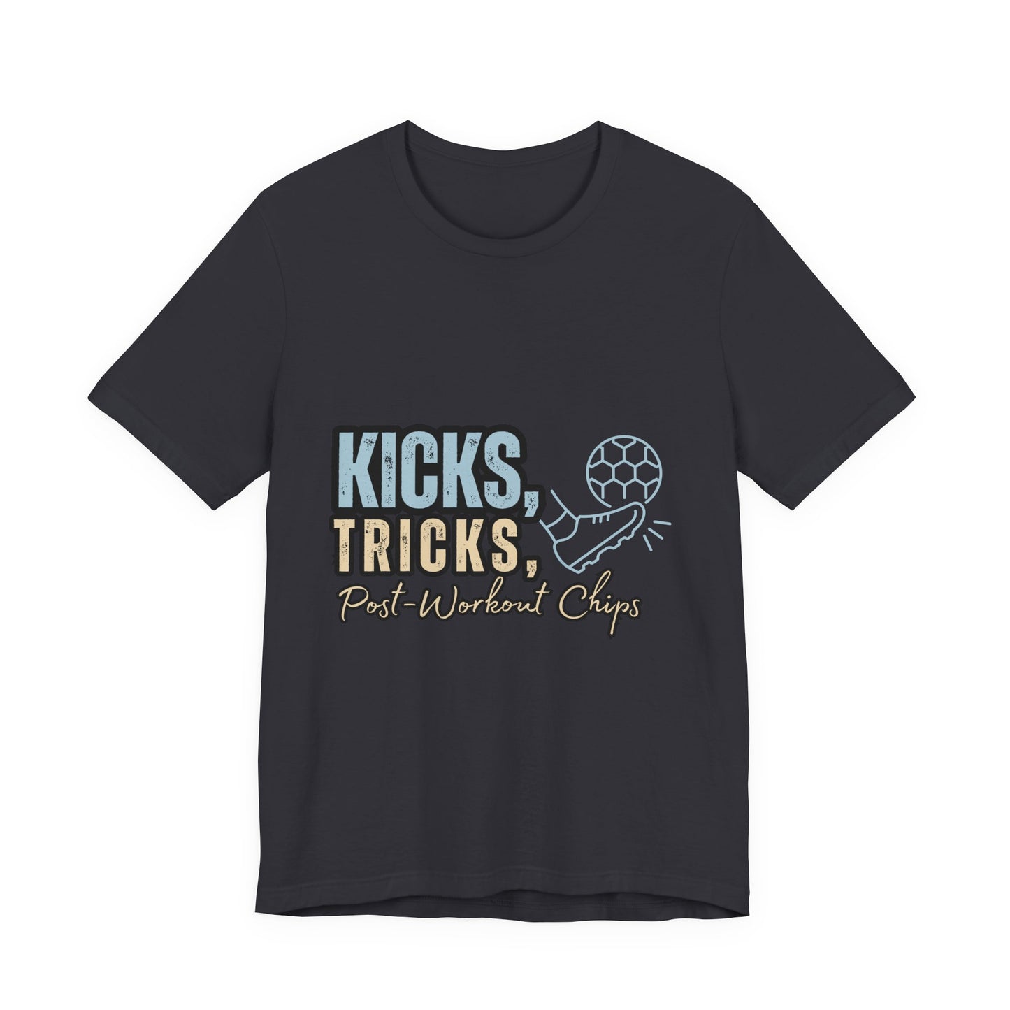 Playful Graphic Tee for Fun Lovers, Kicks Tricks T-Shirt, Unisex Casual Wear, Perfect Gift for Friends, Ideal for Parties, Celebrations